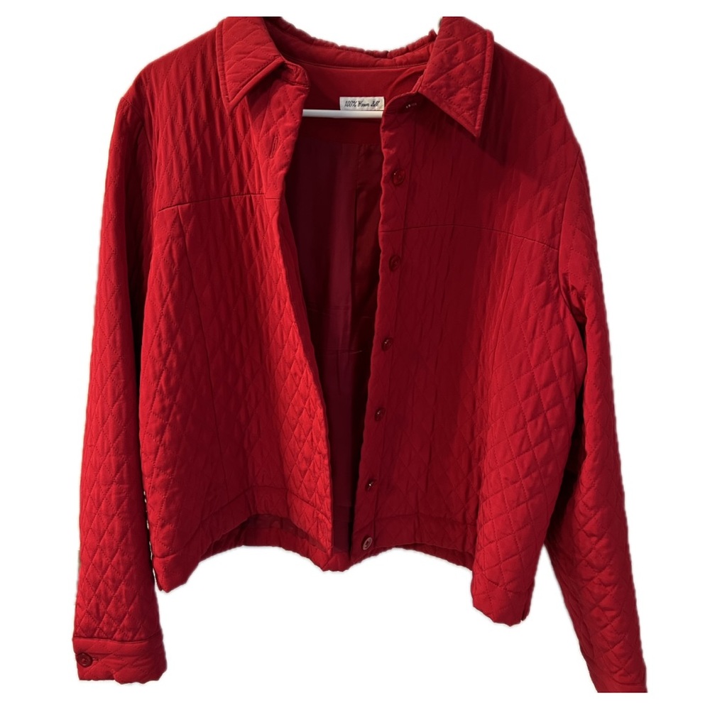 Ann May 100% silk red jacket, size large.  Dry clean only.